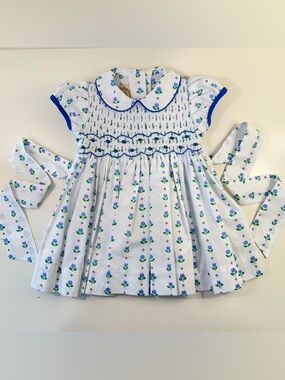TBBC Smocked Mary Dal Dress Georgetown Tulip 18-24M